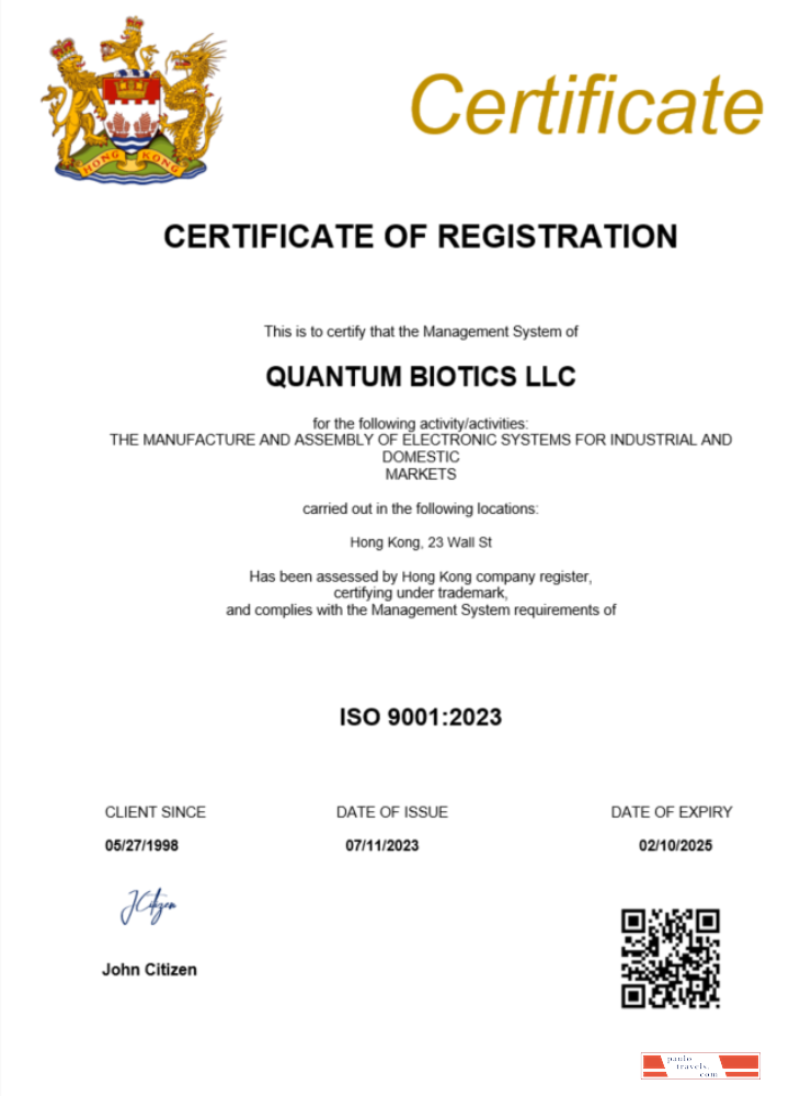 Hong Kong certificate of registration Word and PDF template